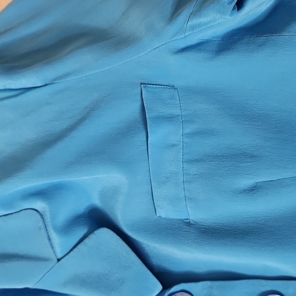 Silk tailored fitted vibrant blue button-down blazer casual or office Quality - Picture 7 of 8